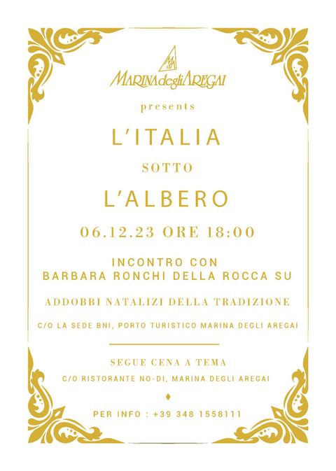 Marina degli Aregai: il 6 dicembre L’Italia sotto l’albero, il Natale tra storia, simbologia e tradizione con Barbara Ronchi della Rocca.