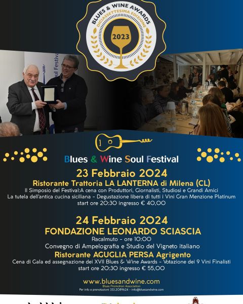 Ad Agrigento gli Awards del Blues &amp; Wine Soul Festival. Il programma completo della due giorni dedicata al Vino e alla Musica.