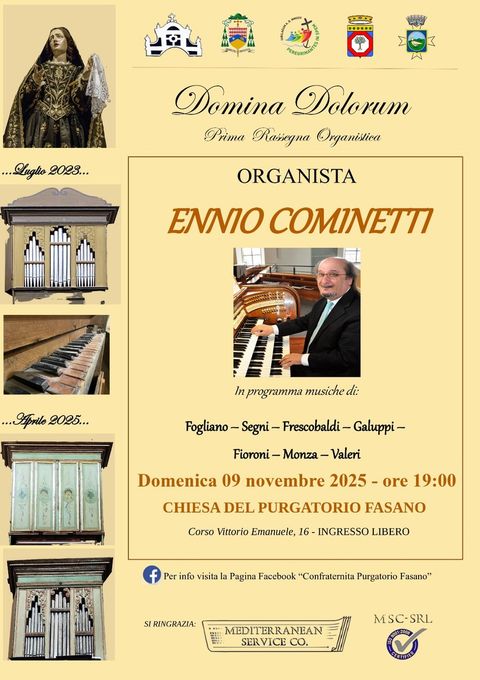 Fasano (BR): la grande musica d’organo protagonista con il maestro Ennio Cominetti