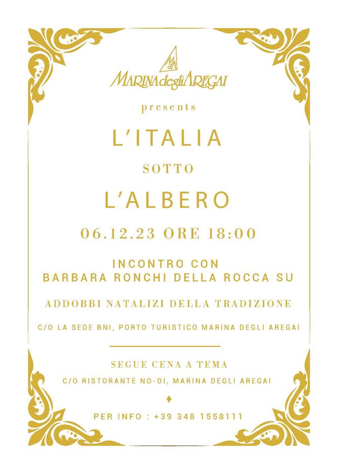 Marina degli Aregai: il 6 dicembre L’Italia sotto l’albero, il Natale tra storia, simbologia e tradizione con Barbara Ronchi della Rocca.