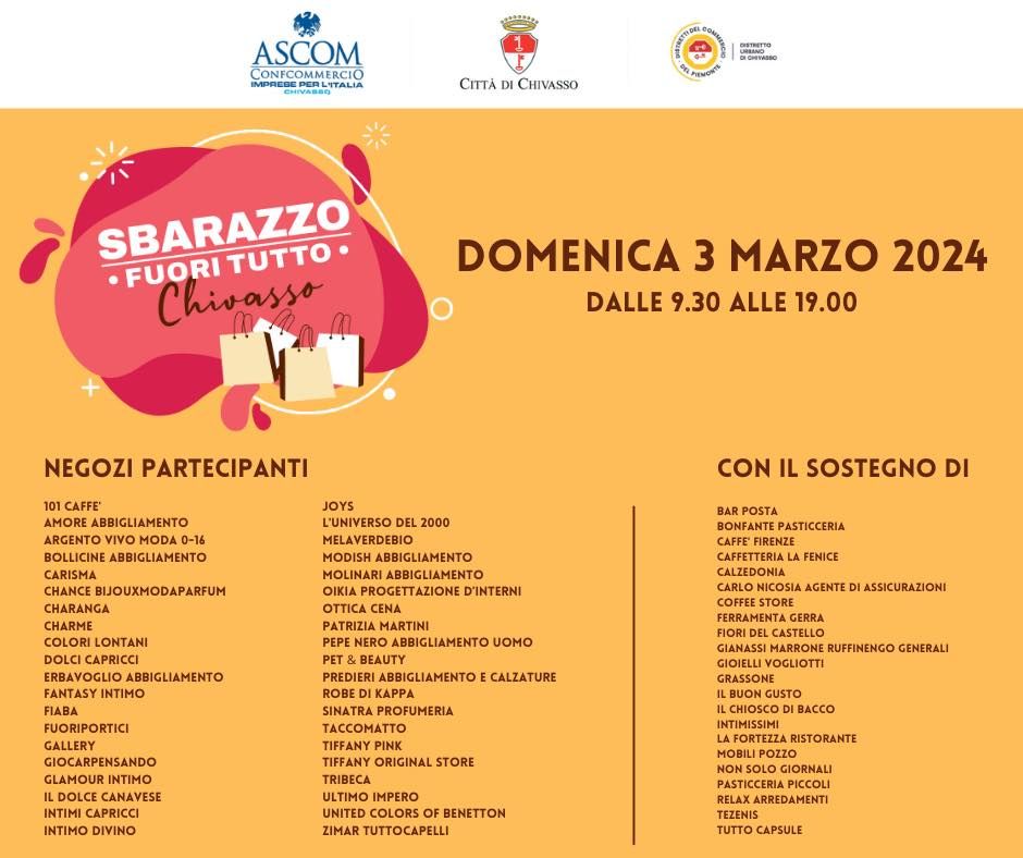 Chivasso: tutto pronto per lo “Sbarazzo – Fuori Tutto”