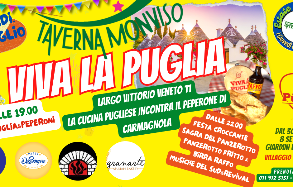Alla “Taverna Monviso” di Carmagnola arriva “Viva la Puglia”
