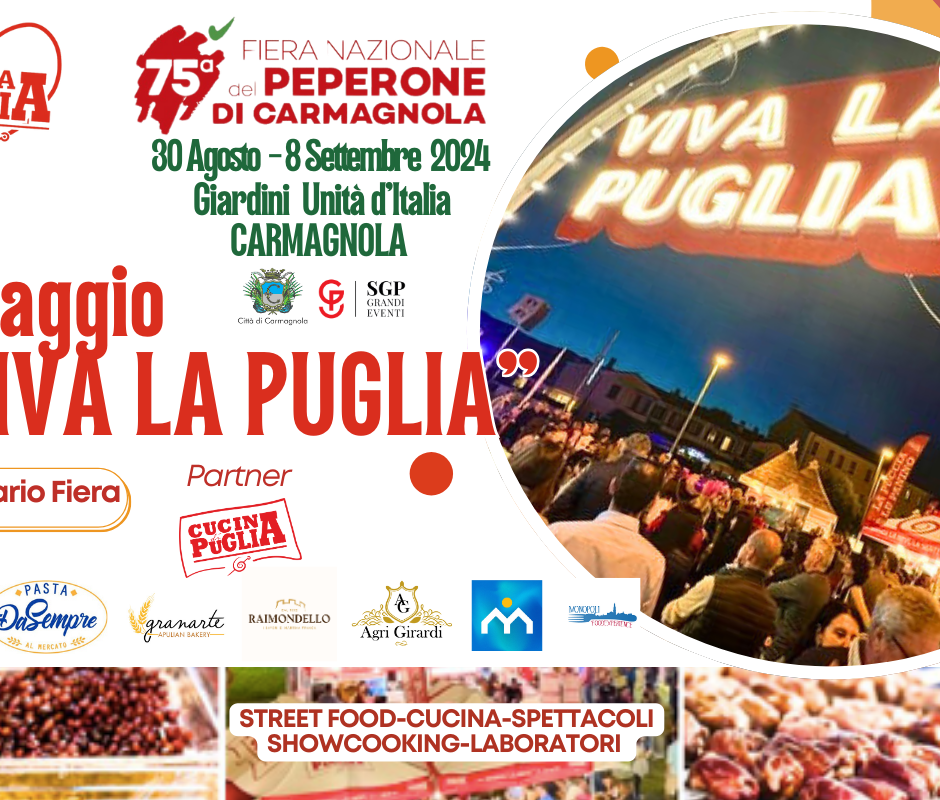 Alla 75esima Fiera Nazionale del Peperone di Carmagnola un weekend ricco al Villaggio &quot;Viva la Puglia&quot;