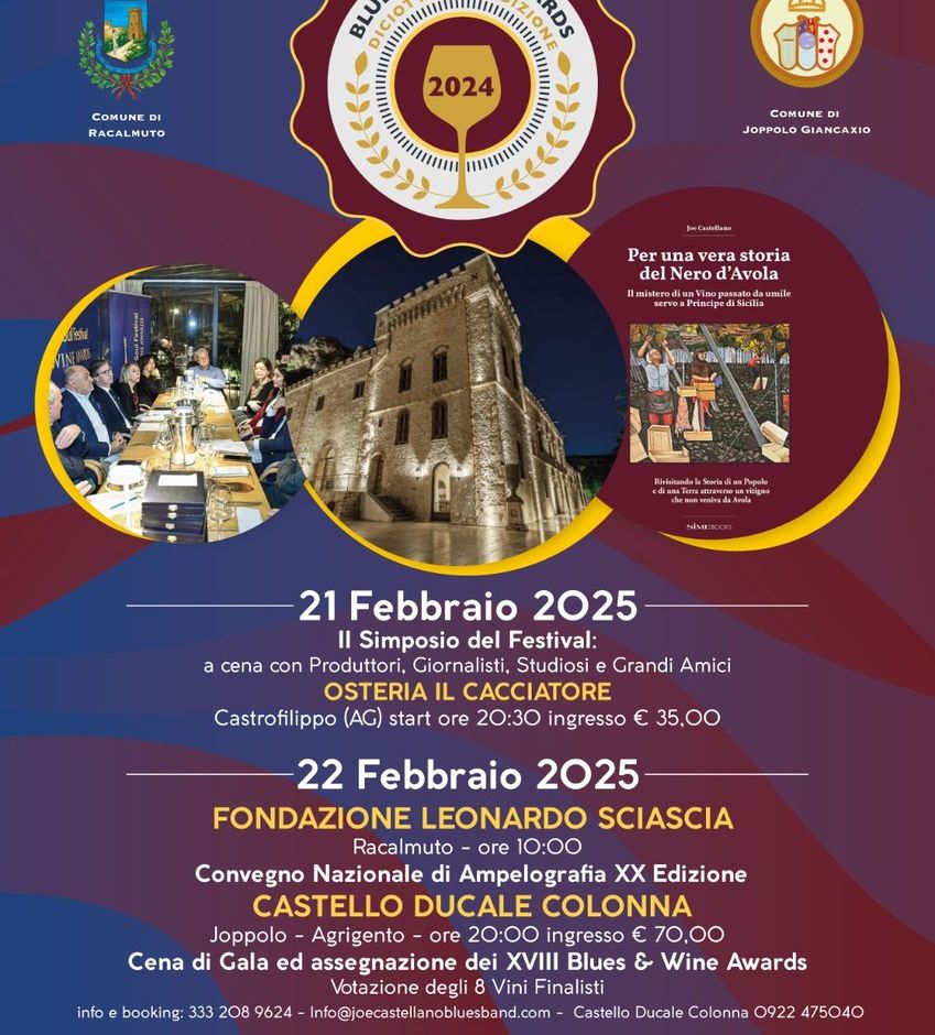 Arrivano i XVIII Blues &amp; Wine Awards, con l'anteprima del libro che racconta per la vera storia del Nero d’Avola