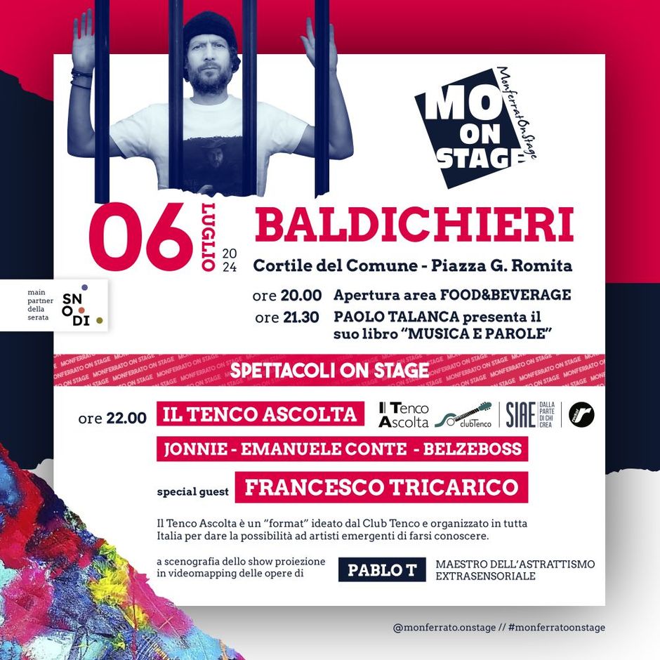 Baldichieri(AT) accoglierà Monferrato On Stage per una serata all'insegna di musica e territorio