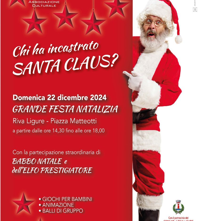Riva Ligure (IM): Il 22 dicembre una festa natalizia organizzata dall’Associazione Culturale “A ME RIVA”