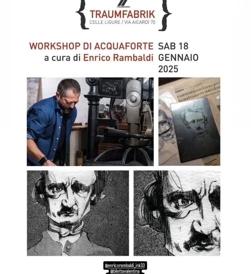 A Celle Ligure il 18 gennaio un workshop con Enrico Rambaldi per scoprire l'arte dell'acquaforte