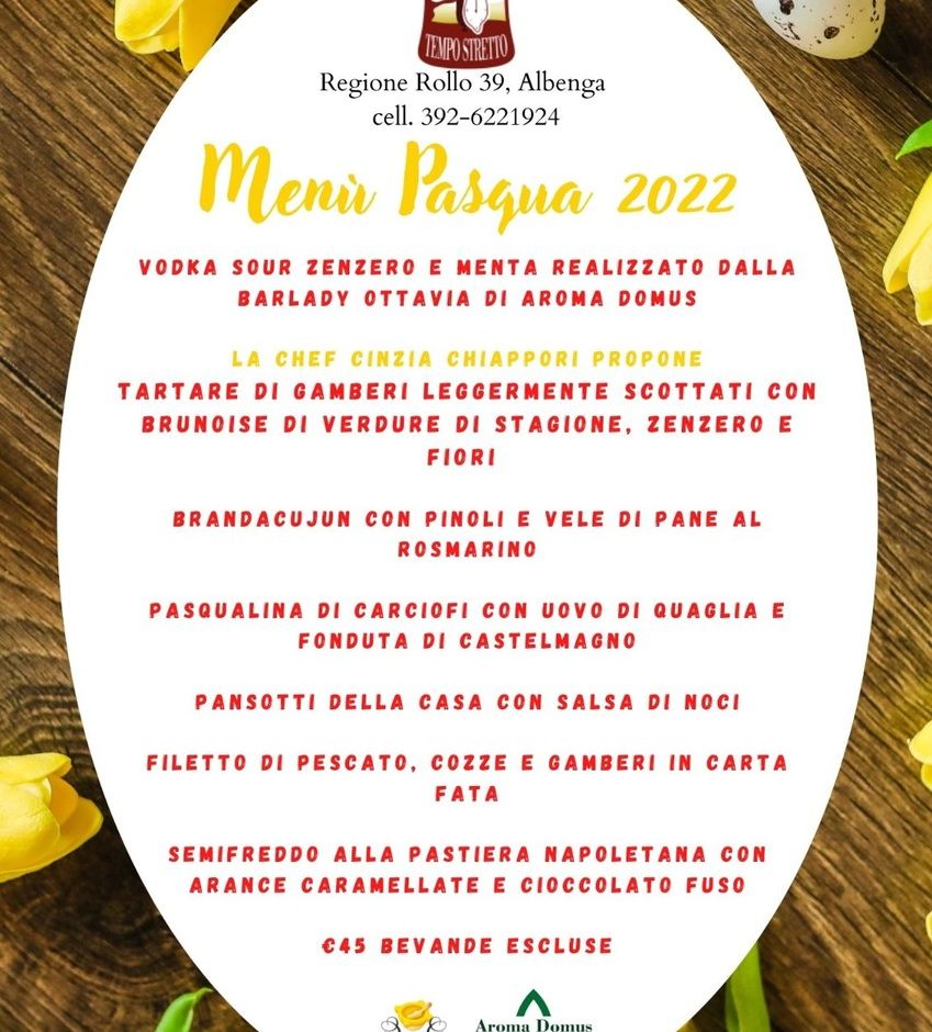 Albenga: Una Pasqua tutta da gustare all’Osteria del Tempo Stretto