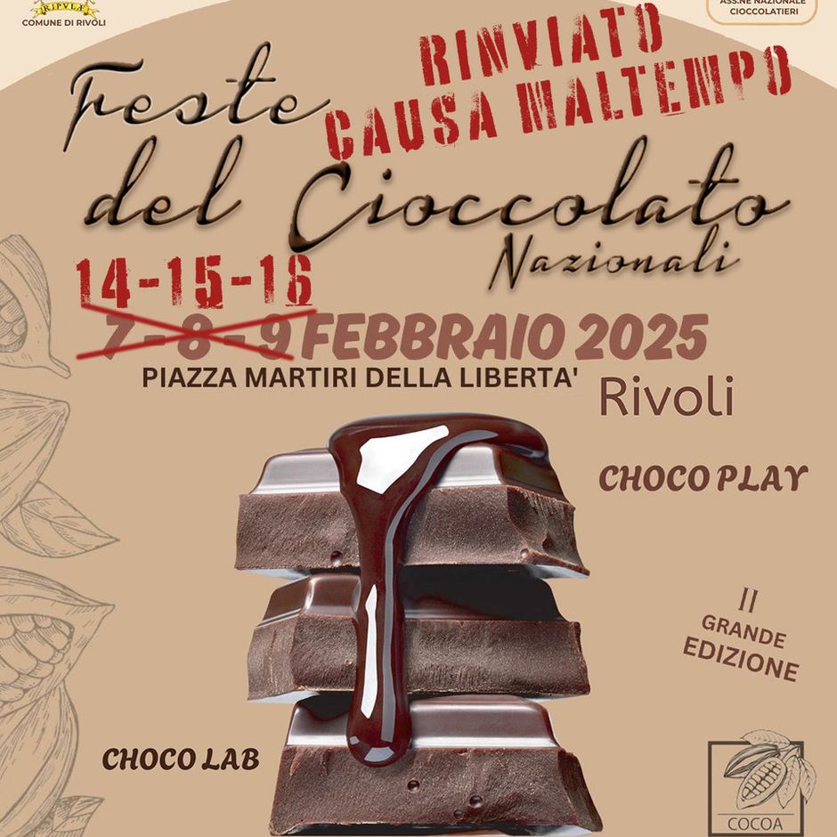 Rivoli (TO): il maltempo fa slittare a metà febbraio la Festa del Cioccolato