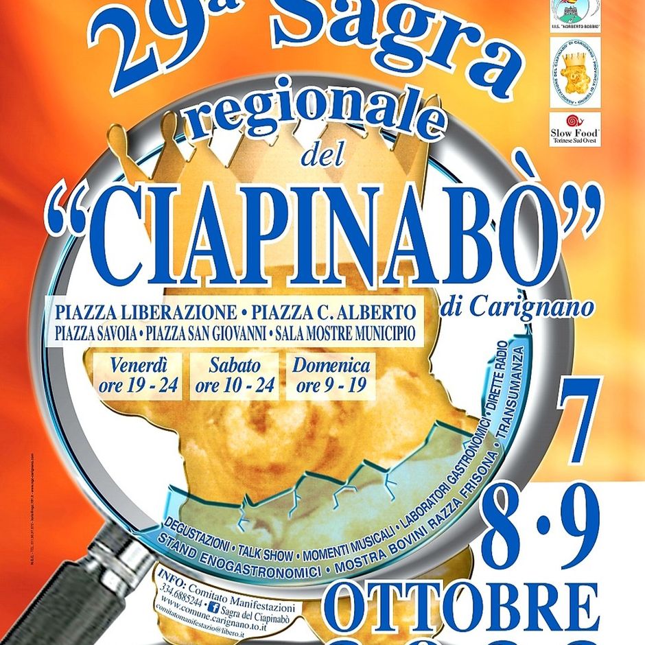 Carignano tutto pronto per la 29° edizione della “Sagra del Ciapinabò”