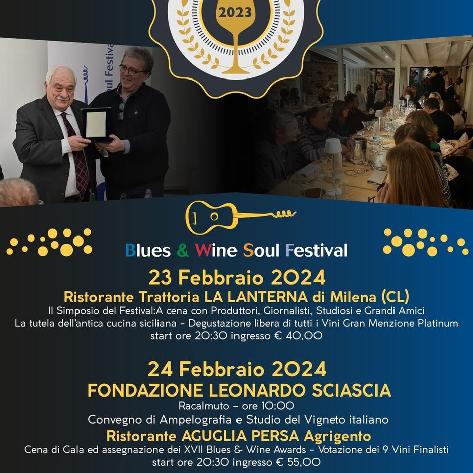 Ad Agrigento gli Awards del Blues &amp; Wine Soul Festival. Il programma completo della due giorni dedicata al Vino e alla Musica.