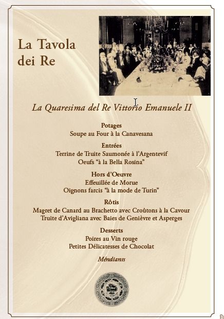 Torino: una serata alla scoperta dei sapori della Quaresima di Re Vittorio Emanuele II con Barbara Ronchi della Rocca.