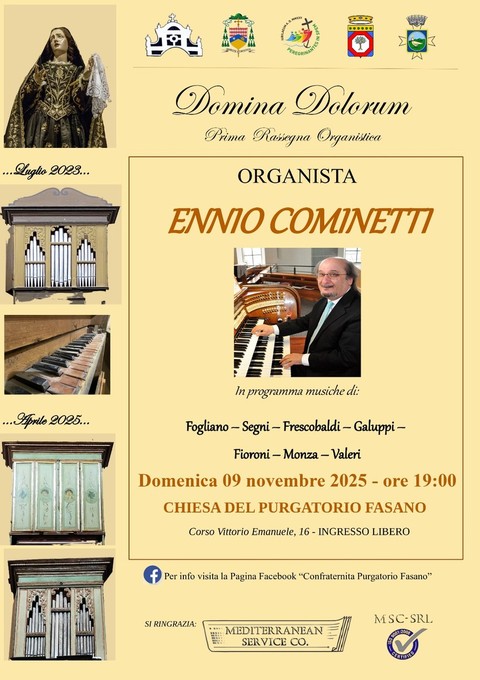Fasano (BR): la grande musica d’organo protagonista con il maestro Ennio Cominetti