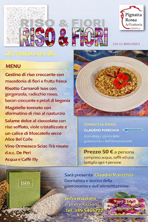 Riso &amp; Fiori: il Carnaroli Isos incontra i petali alla Pignatta Rossa