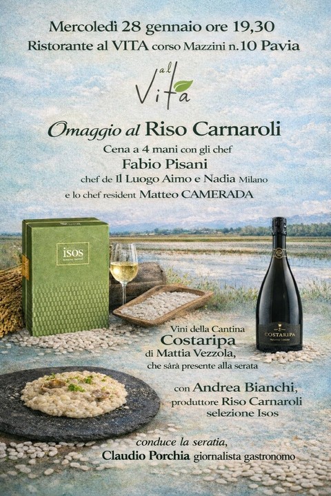 Omaggio al Riso Carnaroli: al Ristorante al Vita di Pavia una cena d’autore verso il tutto esaurito