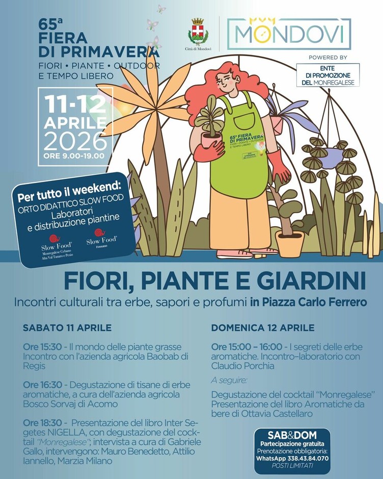 Mondovì in fiore: la 65ª Fiera di Primavera tra giardini, cultura e cucina floreale. Il programma completo.