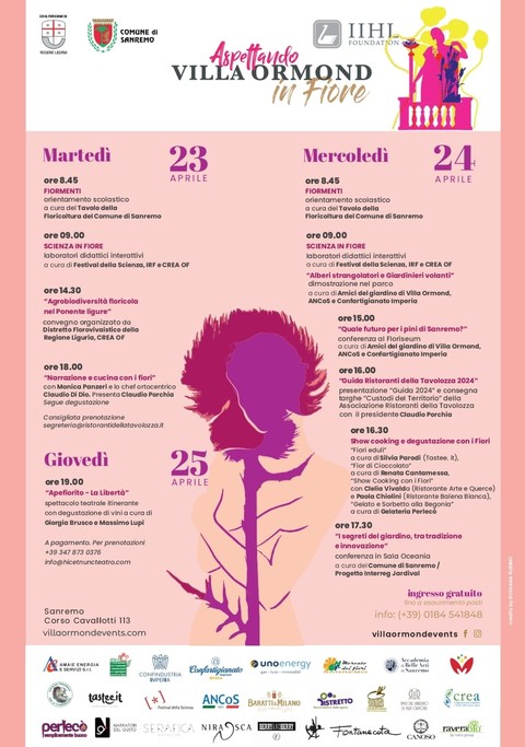 Sanremo: domani al via “Aspettando Villa Ormond in fiore” con un ricco programma che comprende anche incontri e show cooking dedicati alla Cucina con i fiori.