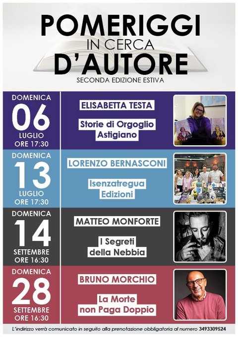 La rassegna letteraria &quot;Pomeriggi in cerca d'autore&quot; ad Antignano si aprirà con le &quot;Storie di Orgoglio Astigiano&quot;